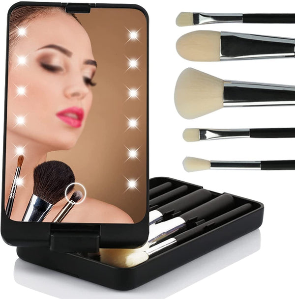 🔥Hot Sale 49%OFF🔥Travel Makeup Brush Set  with LED light